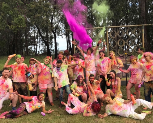 Volunteer camp chalk fight